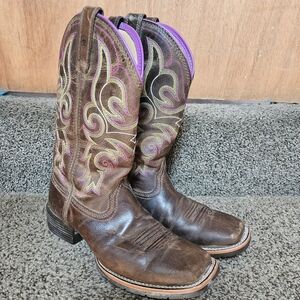 Ariat Square Toe Boots With Purple